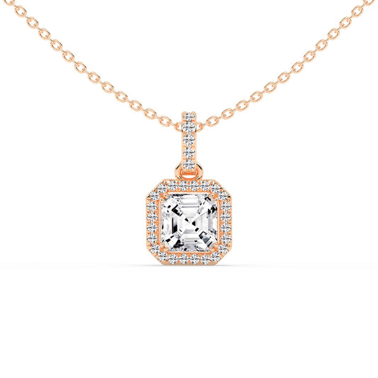 Jasmin Asscher Cut Halo Lab Diamond Pendant
