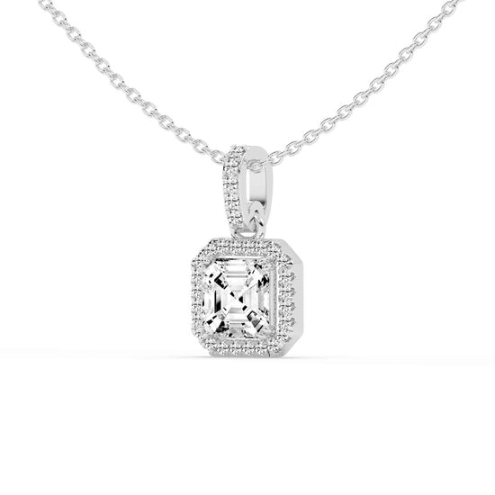 Jasmin Asscher Cut Halo Lab Diamond Pendant
