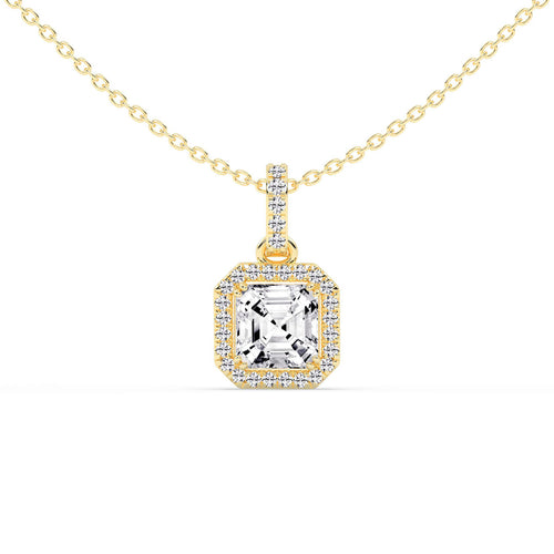 Jasmin Asscher Cut Halo Lab Diamond Pendant