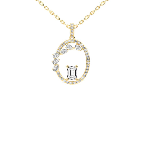 Tessa Geometric emerald cut fancy lab diamond Pendant