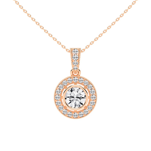 Bellina Bezel round cut Halo lab diamond Pendant