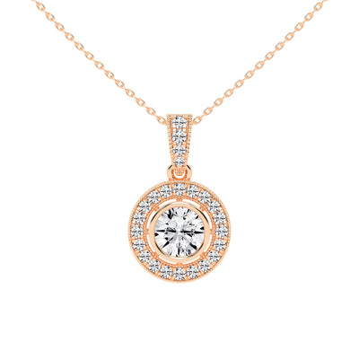 Bellina Bezel round cut Halo lab diamond Pendant