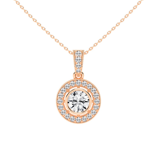 Bellina Bezel round cut Halo lab diamond Pendant