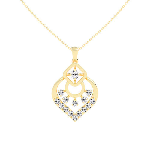 Tessara Geometric round cut casual lab diamond Pendant