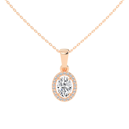 Zerina four prong Oval cut halo lab diamond Pendant
