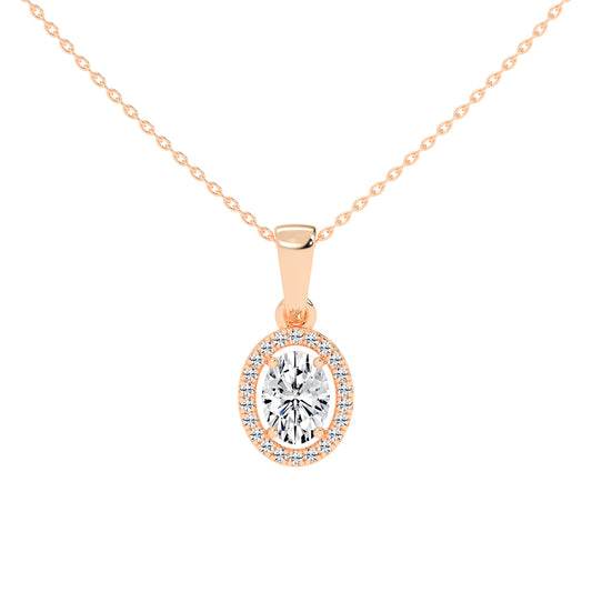 Zerina four prong Oval cut halo lab diamond Pendant