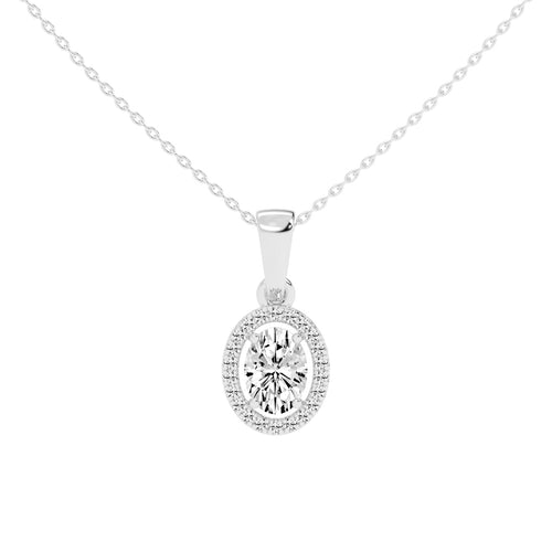 Zerina four prong Oval cut halo lab diamond Pendant