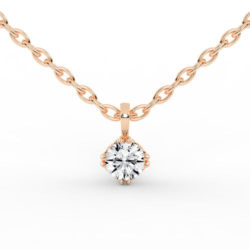 0.50 Ct Round Shape Gold Solitaire Pendants