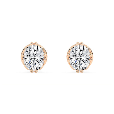 0.25Ct Oval Shape Gold Solitaire Studs Earrings