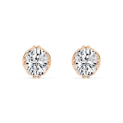 0.25Ct Oval Shape Gold Solitaire Studs Earrings