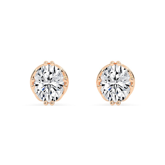 0.25Ct Oval Shape Gold Solitaire Studs Earrings