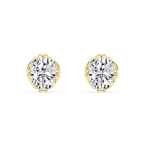 0.25Ct Oval Shape Gold Solitaire Studs Earrings