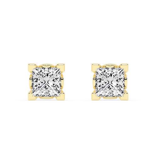 0.5Ct Princess Shape Rose Gold Solitaire Studs Earrings