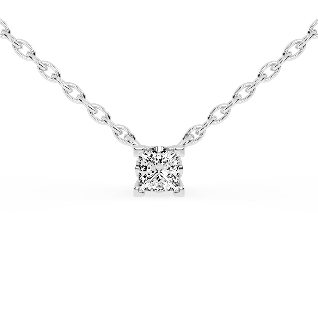 0.5Ct Princess Shape Rose Gold Solitaire Pendants