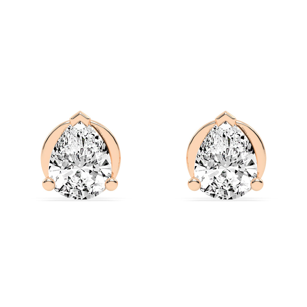 0.25Ct Pear Shape Yellow Gold Solitaire Studs Earrings