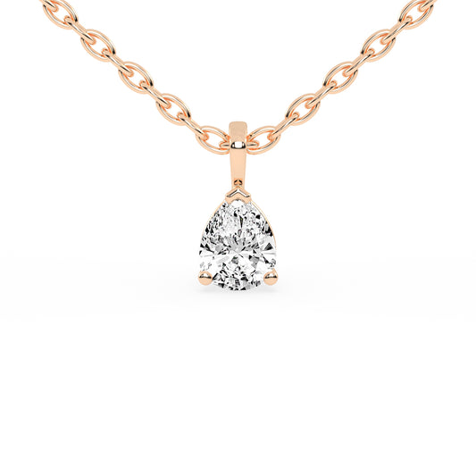 0.5Ct Pear Shape Yellow Gold Solitaire Pendants