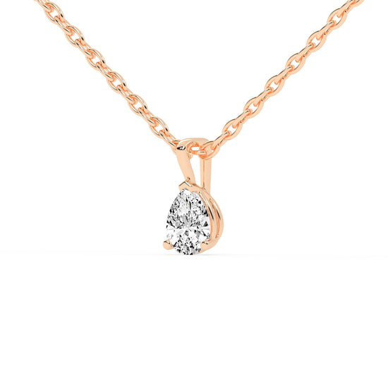0.5Ct Pear Shape Yellow Gold Solitaire Pendants