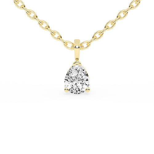 0.5Ct Pear Shape Yellow Gold Solitaire Pendants