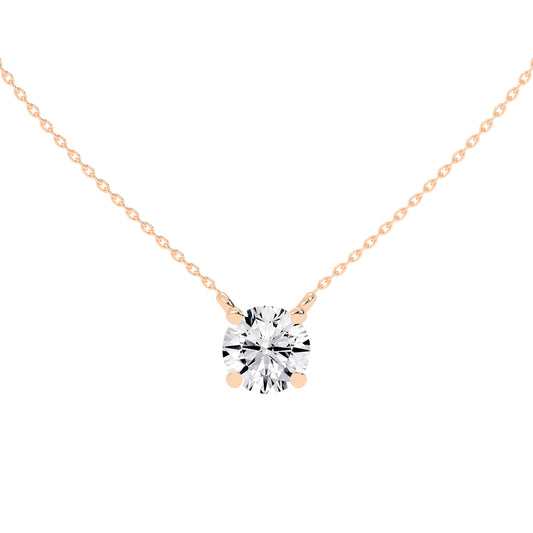 1.5Ct Round Shape Rose Gold Solitaire Pendants