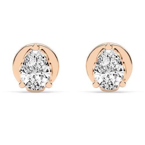 0.75Ct Pear Shape Gold Solitaire Studs Earrings