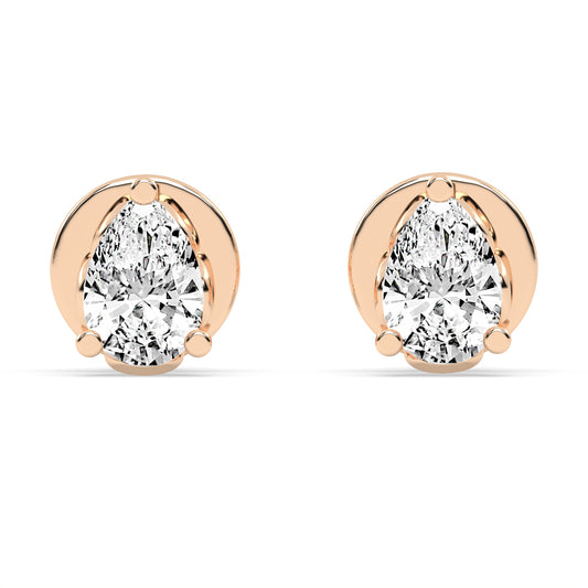 0.75Ct Pear Shape Gold Solitaire Studs Earrings
