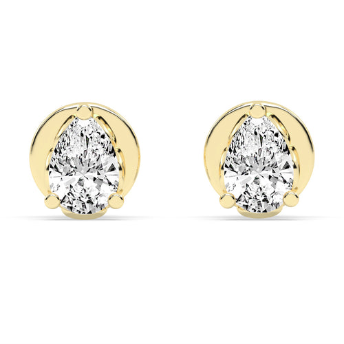 0.75Ct Pear Shape Gold Solitaire Studs Earrings