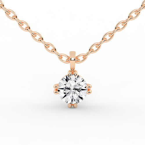 1Ct Round Shape Gold Solitaire Pendants