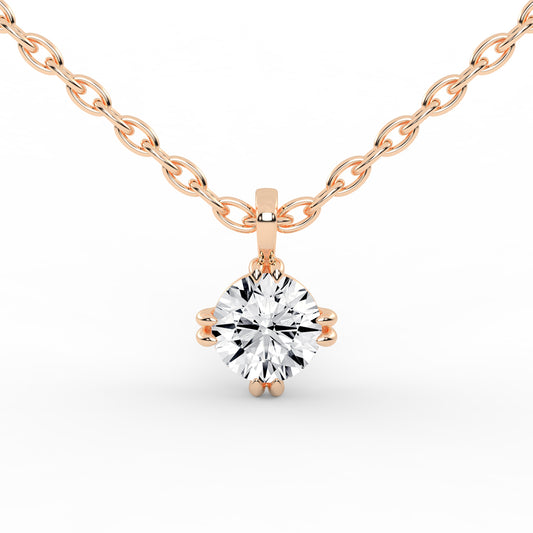 1Ct Round Shape Gold Solitaire Pendants