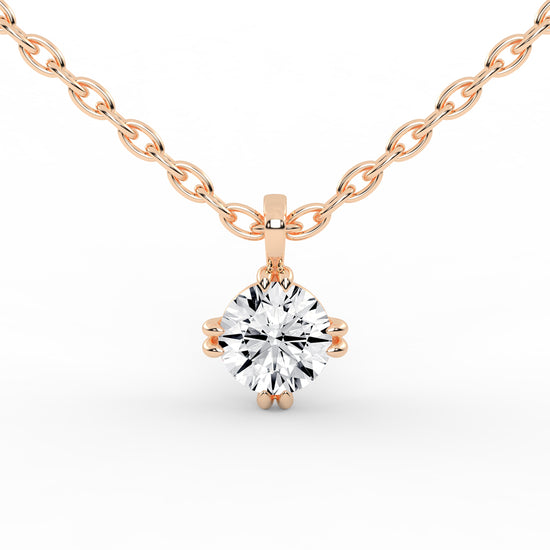 1Ct Round Shape Gold Solitaire Pendants