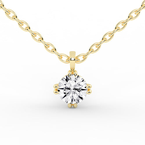 1Ct Round Shape Gold Solitaire Pendants