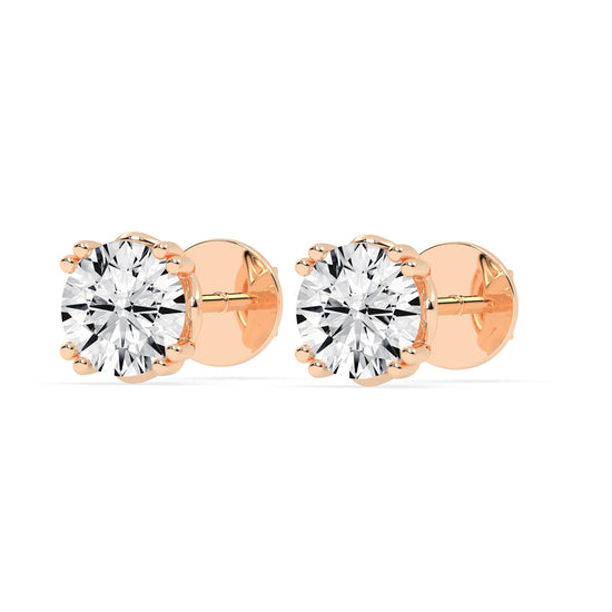 1Ct Round Shape Yellow Gold Solitaire Studs Earrings