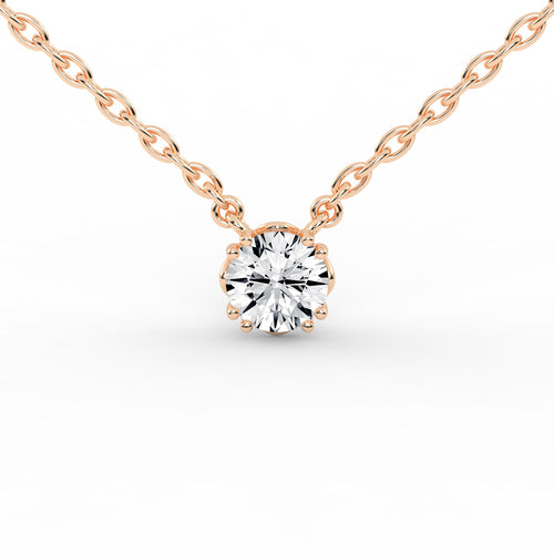 1Ct Round Shape Rose Gold Solitaire Pendants