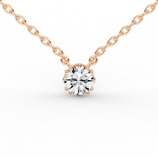 1Ct Round Shape Rose Gold Solitaire Pendants