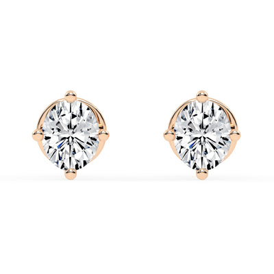 0.25Ct Oval Shape Yellow Gold Solitaire Studs Earrings
