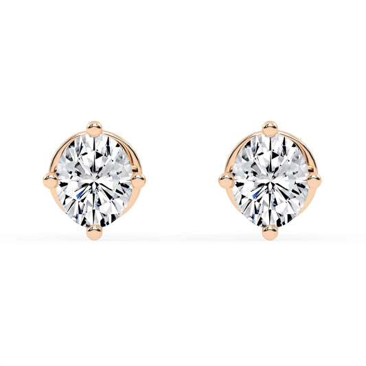 0.25Ct Oval Shape Yellow Gold Solitaire Studs Earrings