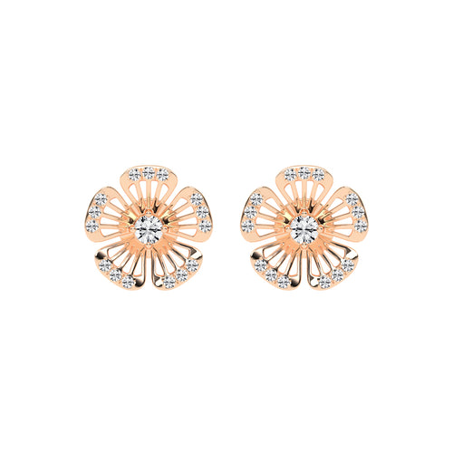 0.75Ct Round Shape Yellow Gold Fancy Studs Earrings