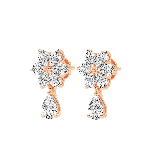 3.25Ct Pear Shape Gold Fancy Studs Earrings