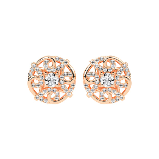 0.5Ct Round Shape Gold Fancy Studs Earrings