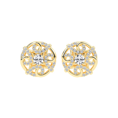 0.5Ct Round Shape Gold Fancy Studs Earrings
