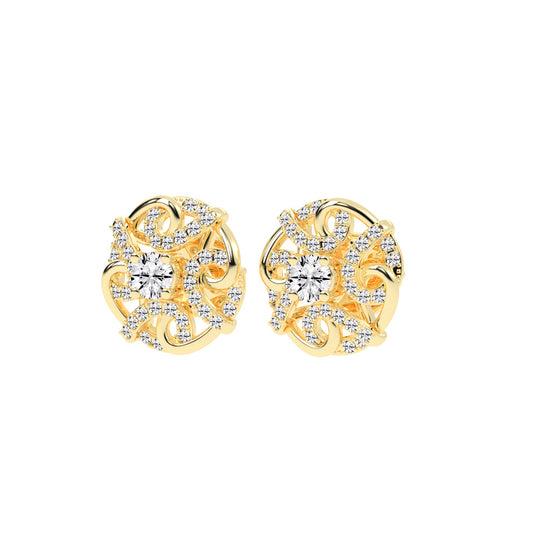 0.5Ct Round Shape Gold Fancy Studs Earrings