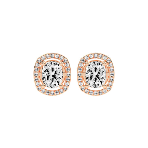 2.25Ct Cushion Shape Rose Gold Halo Studs Earrings