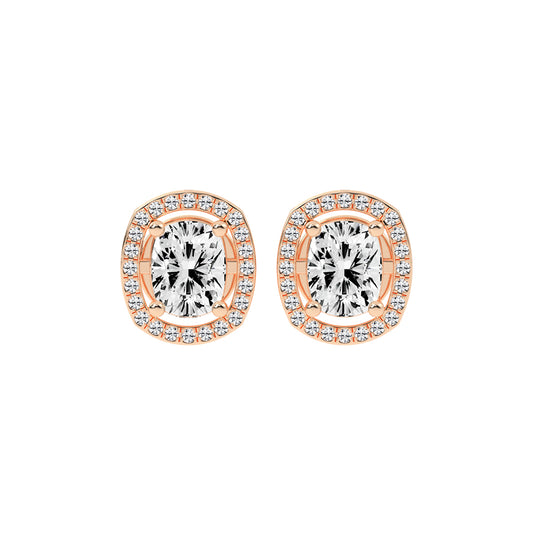 2.25Ct Cushion Shape Rose Gold Halo Studs Earrings