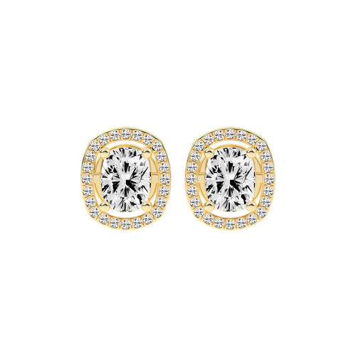 2.25Ct Cushion Shape Rose Gold Halo Studs Earrings
