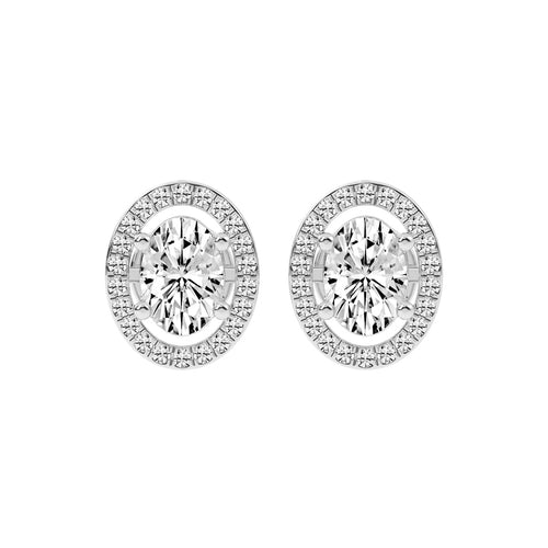 2.25Ct Oval Shape Gold Halo Studs Earrings