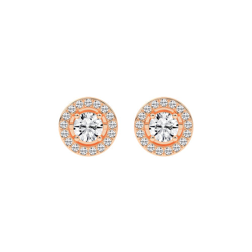 0.5Ct Round Shape Gold Halo Studs Earrings