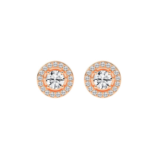 0.5Ct Round Shape Gold Halo Studs Earrings