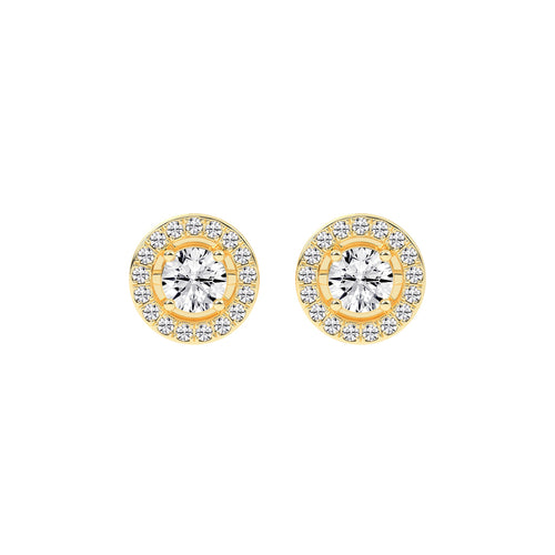 0.5Ct Round Shape Gold Halo Studs Earrings