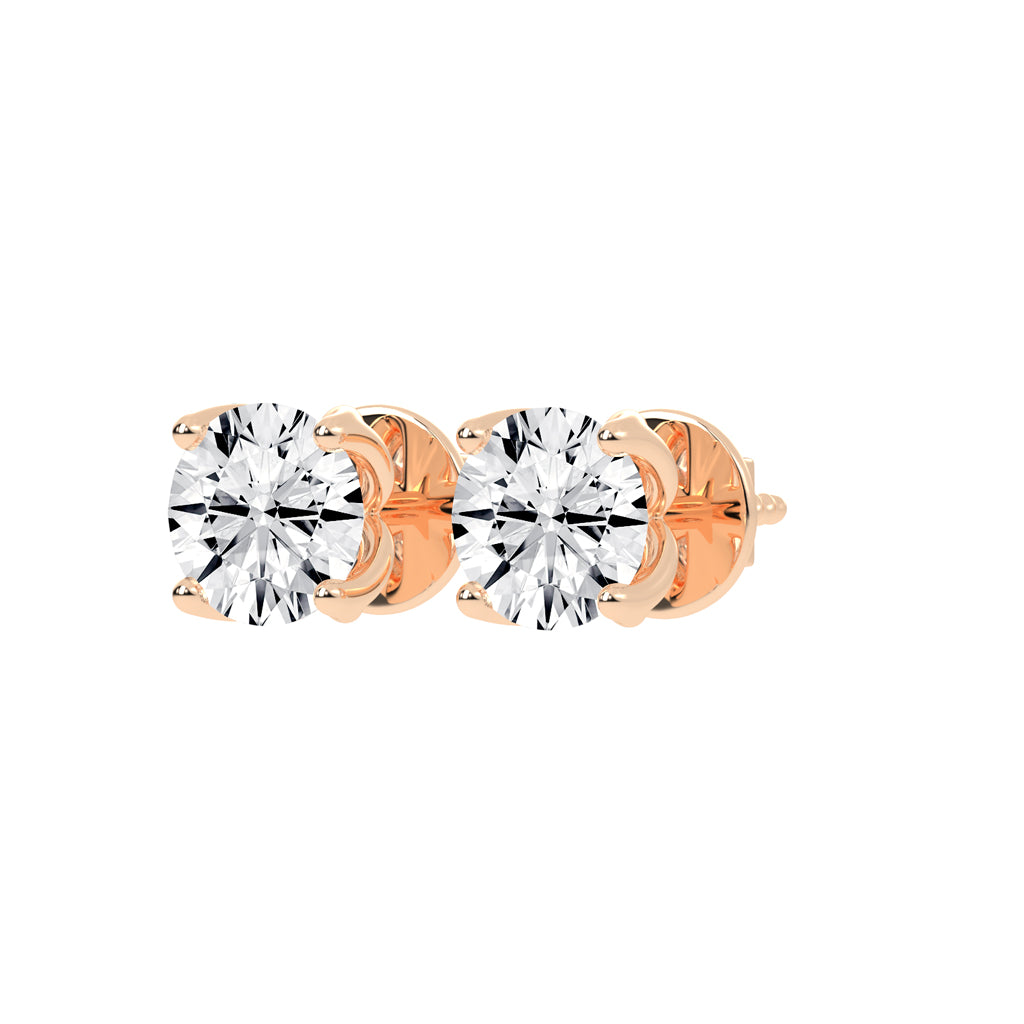 2Ct Round Shape Yellow Gold Solitaire Studs Earrings