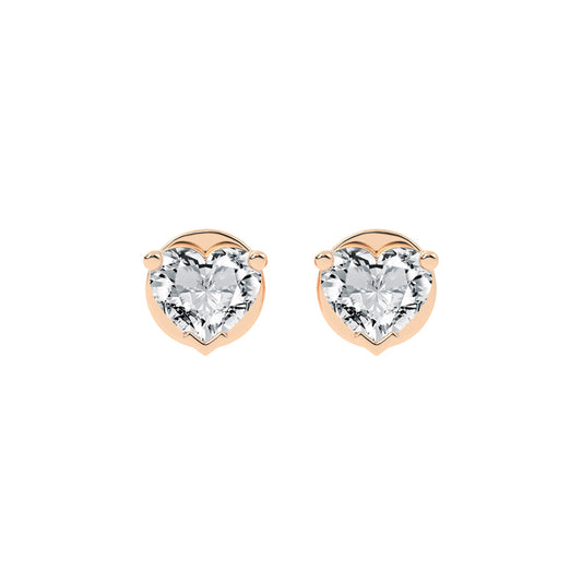 Petite Heart-Cut Solitaire Stud Earrings