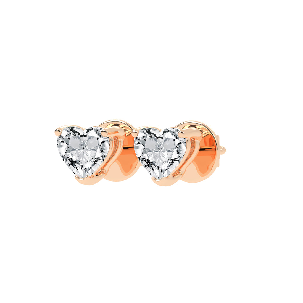 RosÃ© Romance Heart-Cut Diamond Stud Earrings